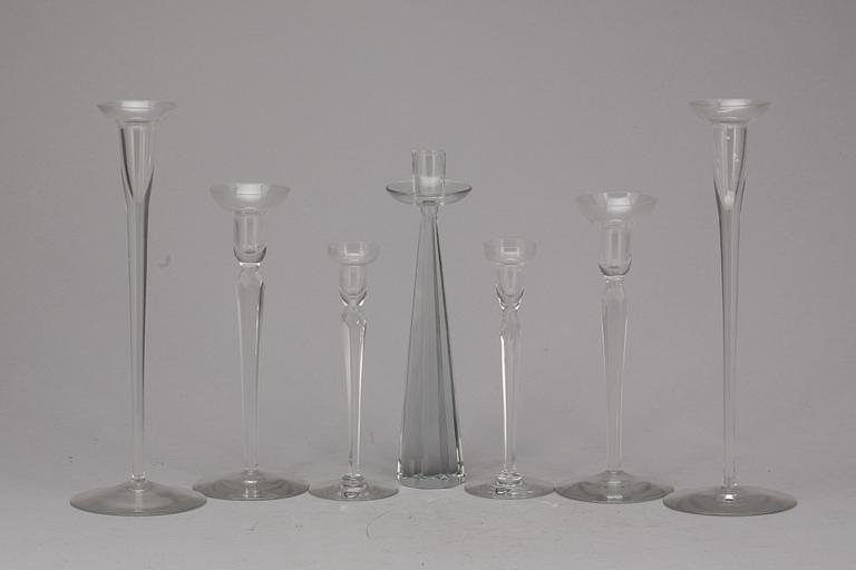 LJUSSTAKAR, glas, 7 st. Bland annat Orrefors.