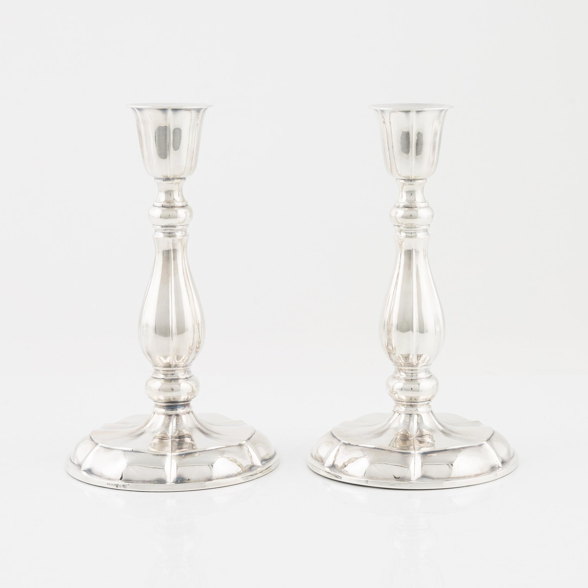 Ljusstakar, ett par, silver, K & EC, Göteborg, 1959.