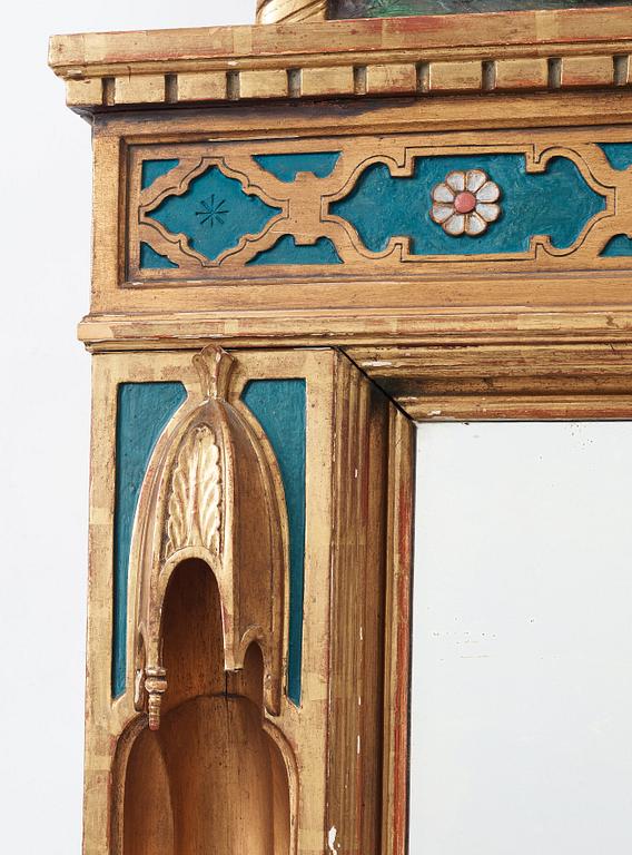 Gisela Trapp, in the manner of, a carved and painted wall mirror, ca 1900.