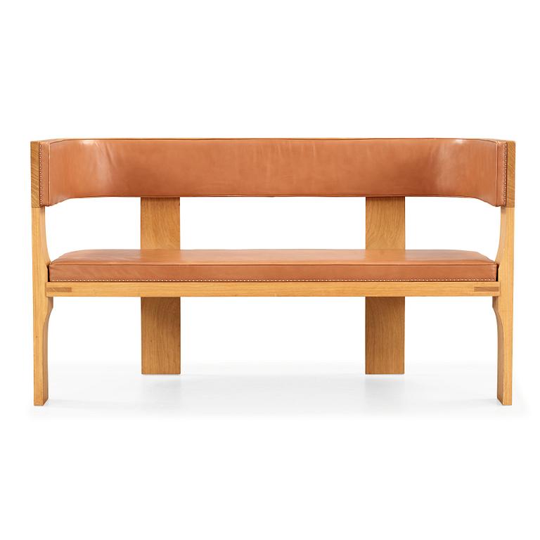 STIG LÖNNGREN, a birch and brown leather sofa and table, Lars Larsson, HI-gruppen, Sweden 1972.