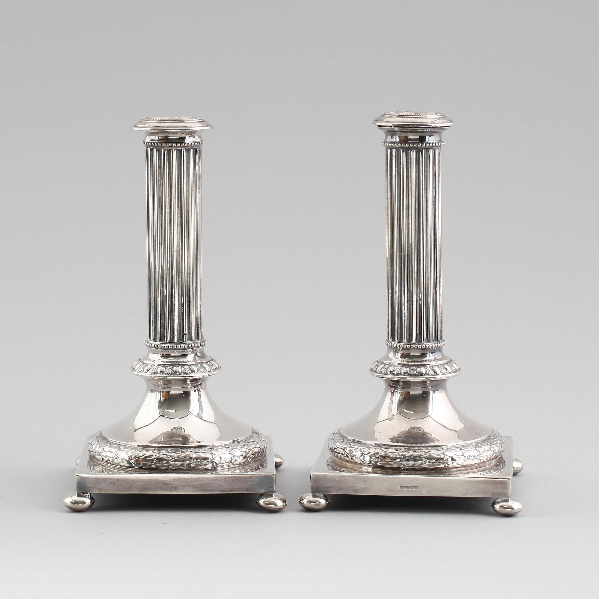 LJUSSTAKAR, 1 par, nysilver, CG Hallberg, 1900-talets första hälft.