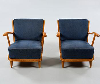 A pair of lounge chairs, deisgned by Svante Skogh for Förenade Möbelfabriken in Linköping, 1940s.