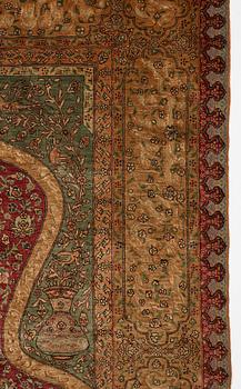 Matta, antik silke Kum Kapi med metallbroschering, Istanbul omkring 1910, "Sultan's Head Prayer" design.