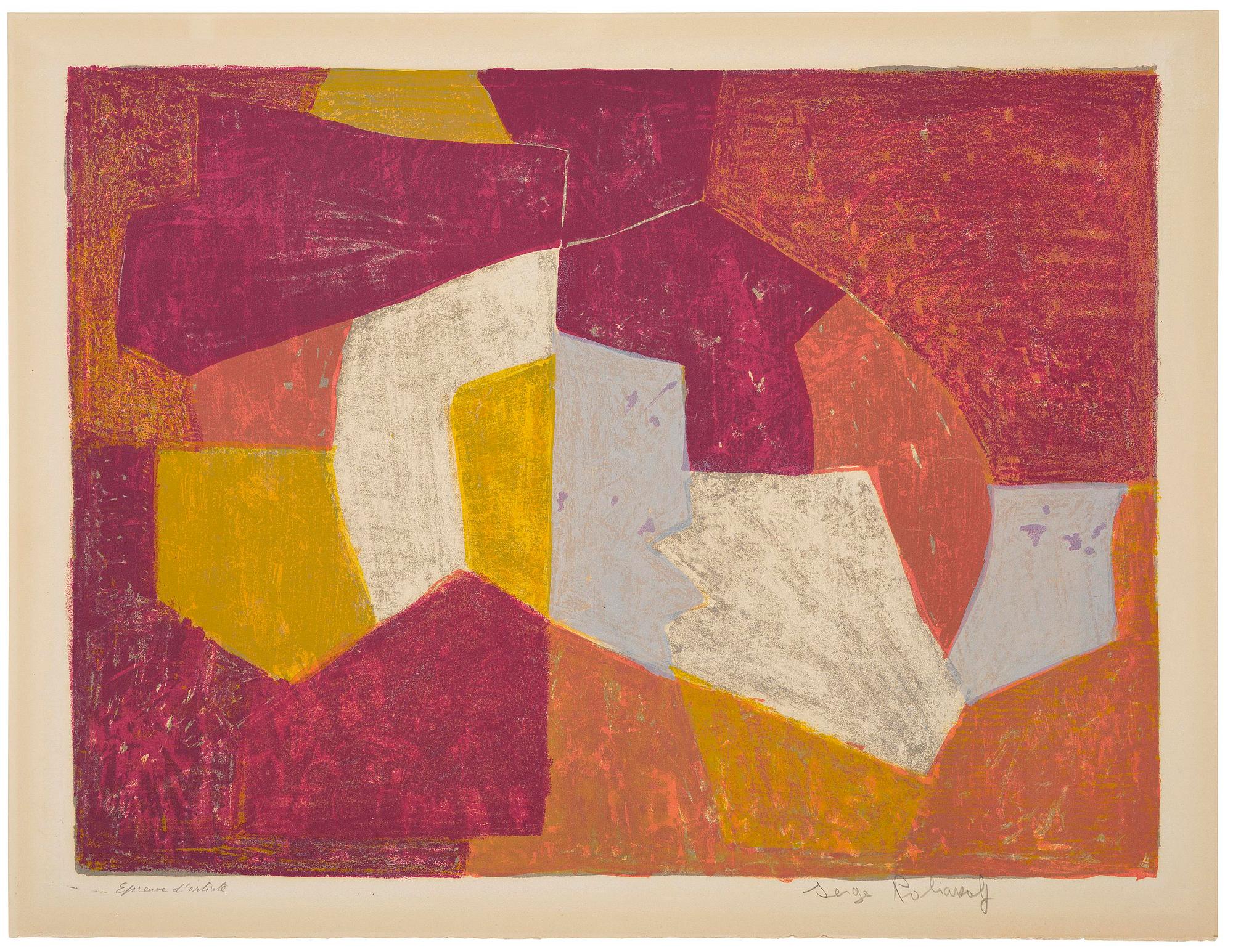 Serge Poliakoff, "Composition rouge, verte, bleu et jaune".