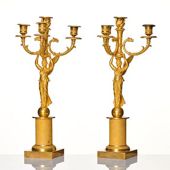 A pair of Empire candelabras for four lights, beginning of the 19th century.