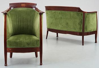 SOFFA samt FÅTÖLJ, Isidor Hörlin, Nordiska kompaniet,  1900-talets första hälft.