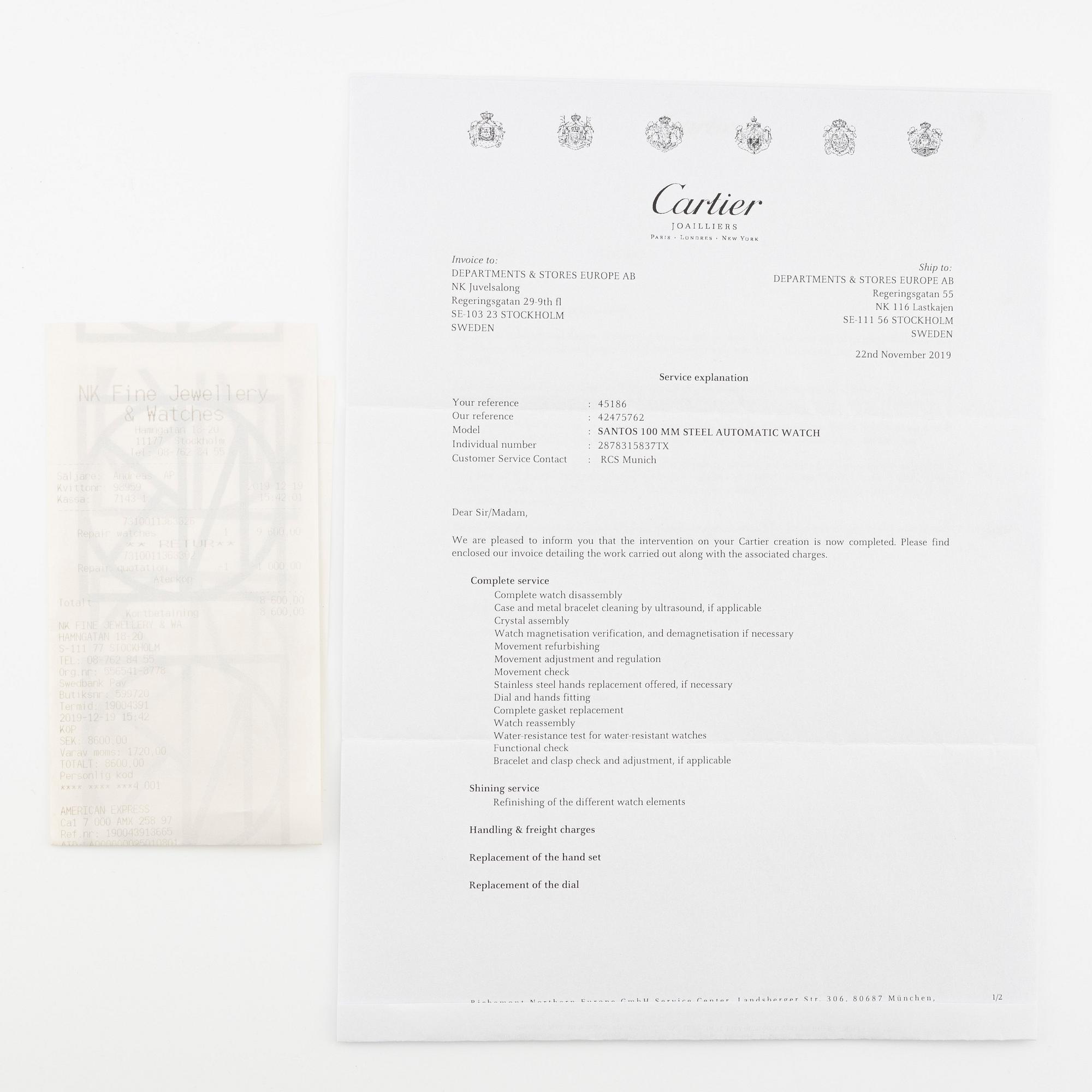 Cartier, Santos 100, ca 2014.
