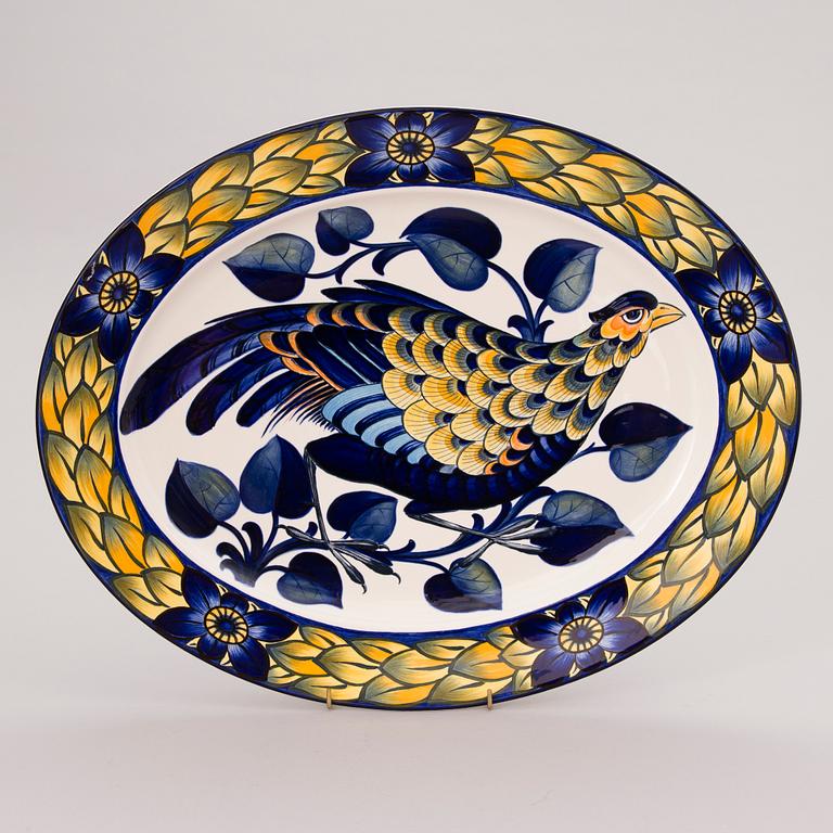 A "Blue Pheasant" porcelain dish by Royal Copenhagen, second half of 20th Century.