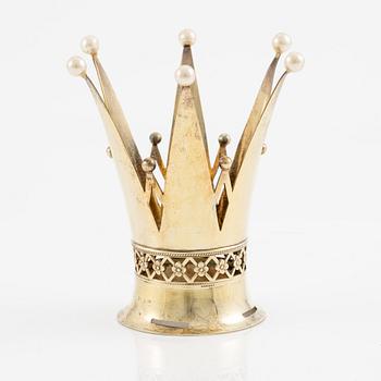 Bride's crown, gilded silver with pearls, 1940s.