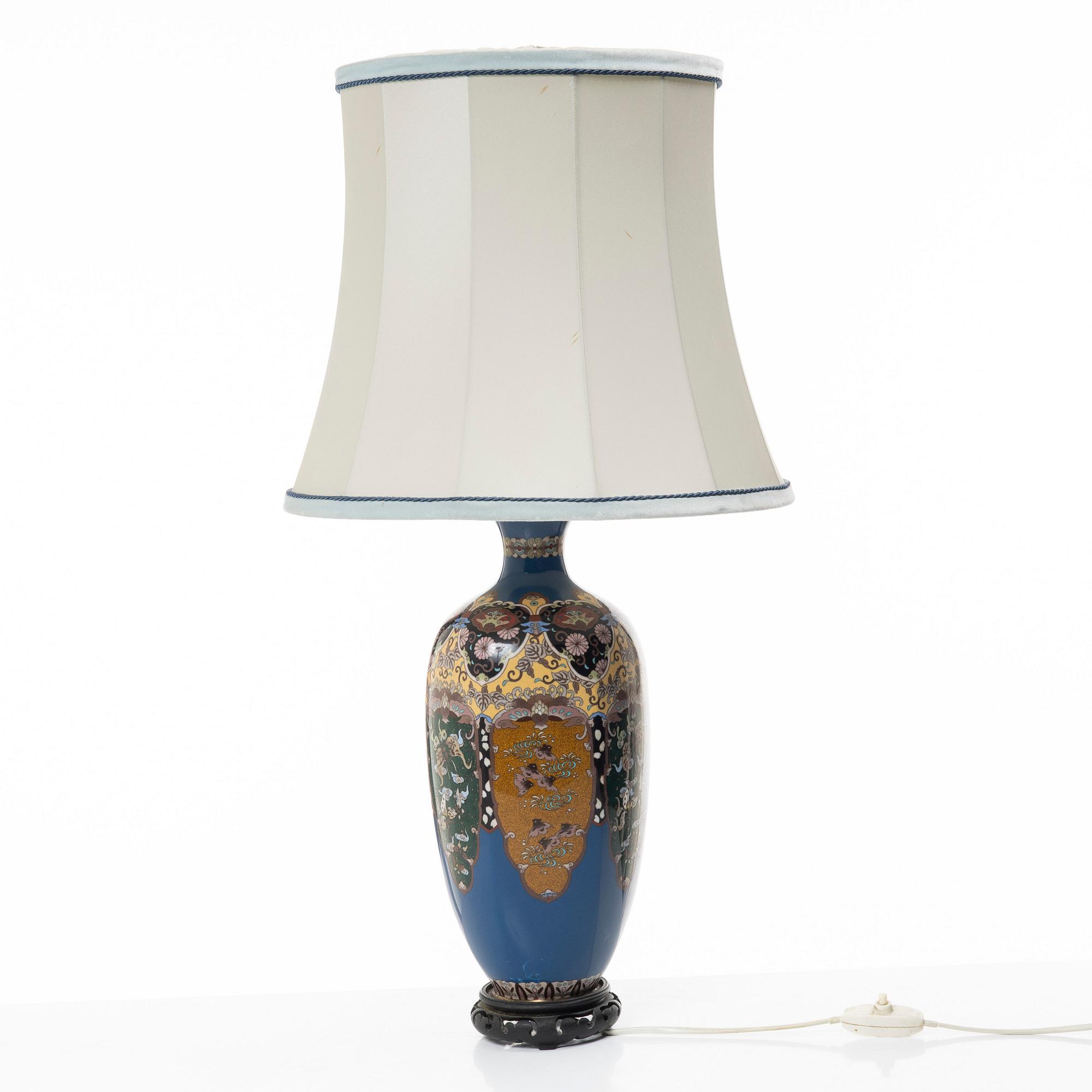 A cloisonné vase turned table lamp, Japan, Meiji (1868-1912).