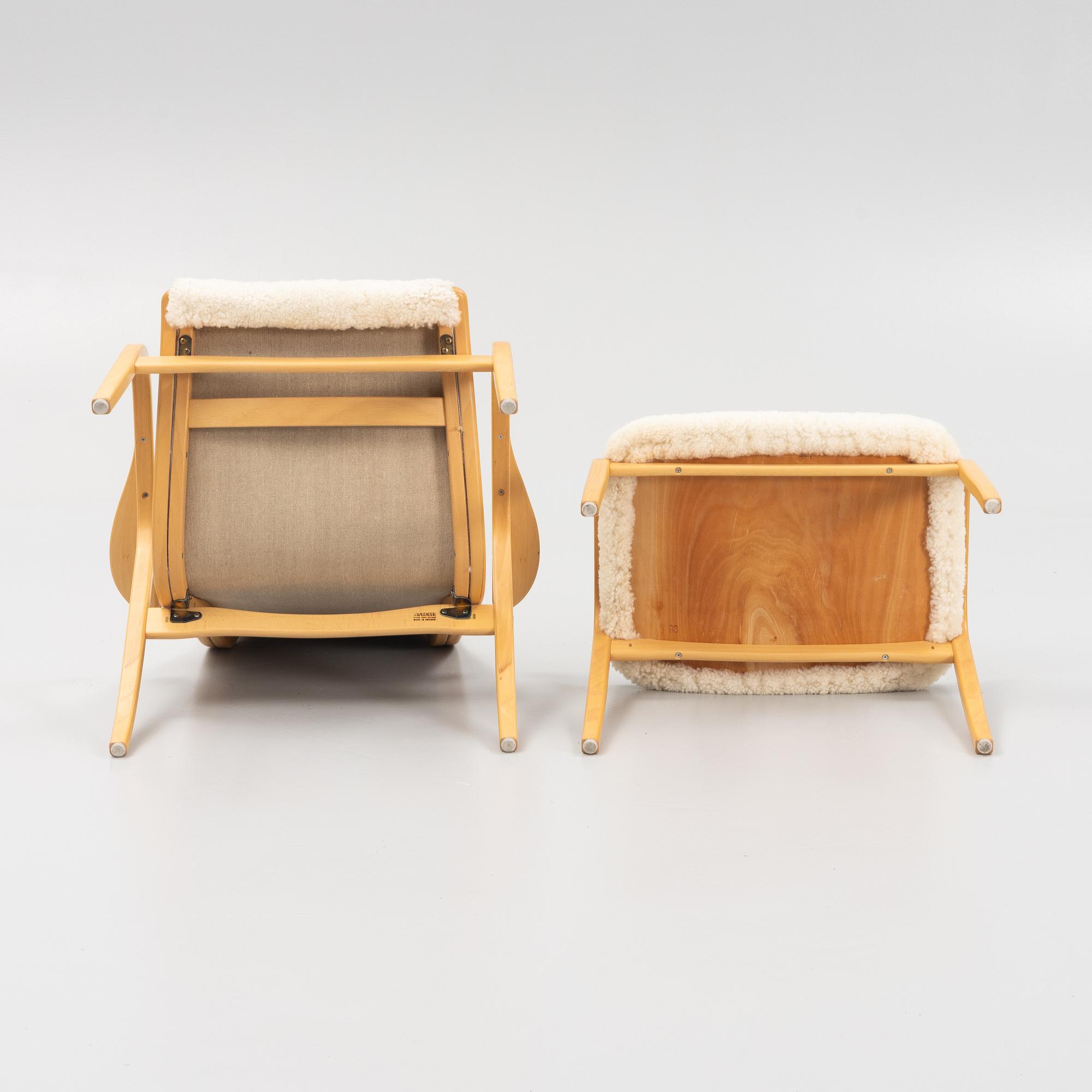 Yngve Ekström, fåtölj med fotpall, "Lamino", Swedese.