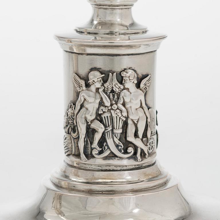 A pair of Empire silver candlesticks, Northern Europe, first half of the 19th century.