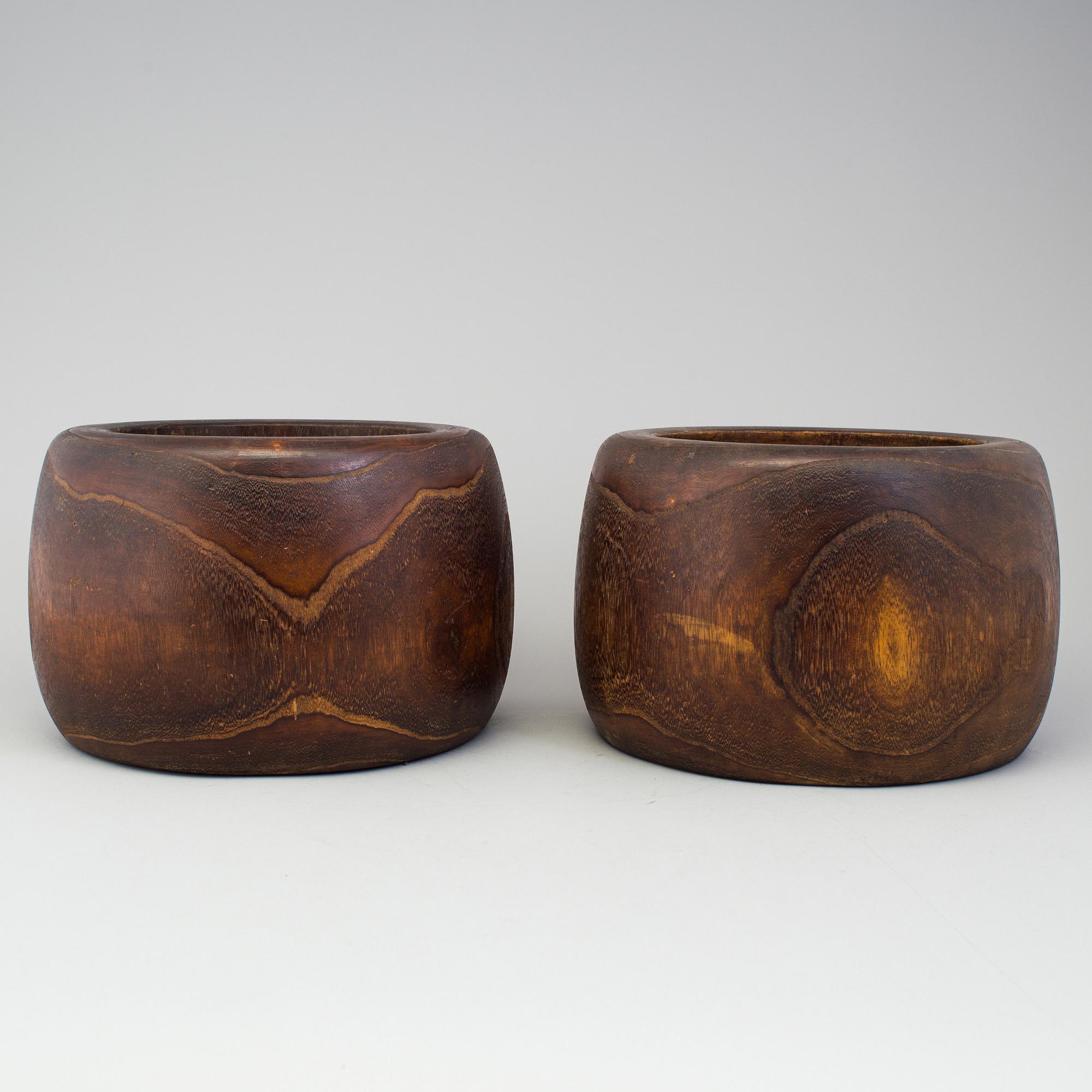 A pair of Japanese wooden flower pots, early 20th Century.