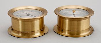 SKEPPSUR SAMT BAROMETER, mässing, Schatz, 1900-talets mitt.