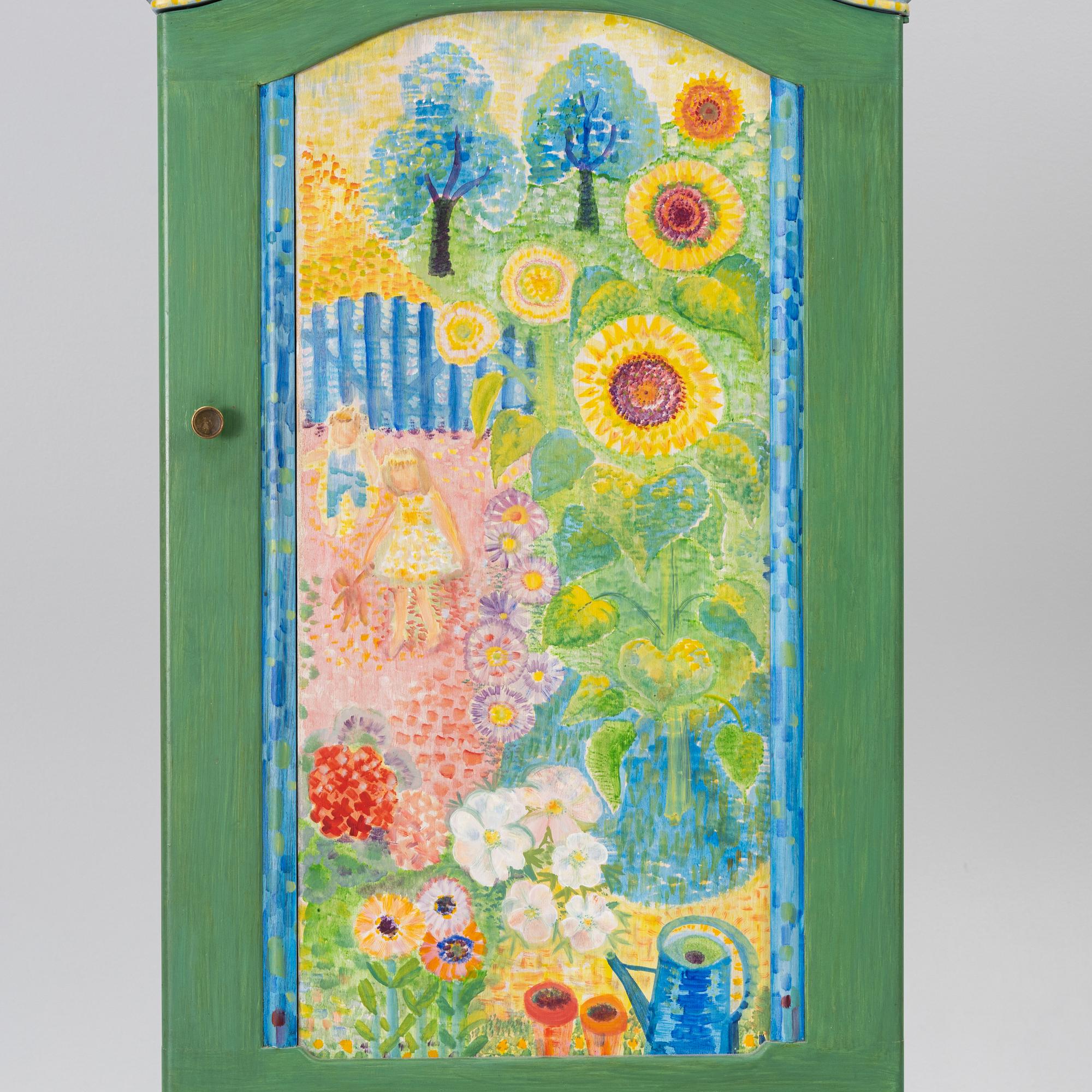 Carl Malmsten, cabinet, "Island", painted by Liselott Malmsten, Carl Malmsten AB, 1973.