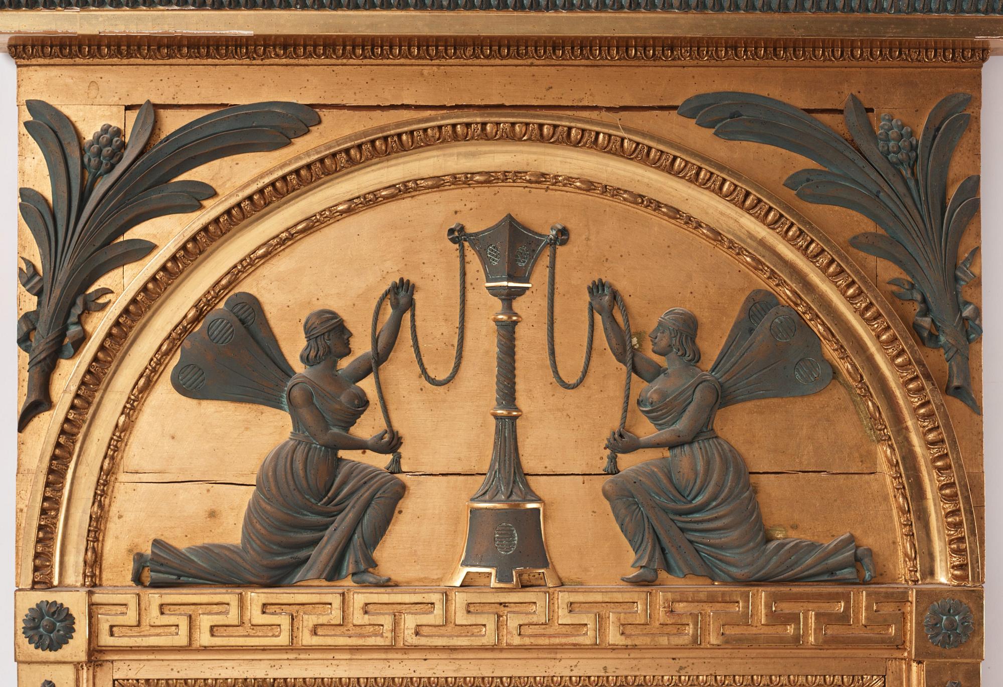 Spegel, tillskriven Jonas Frisk,  (spegelfabrikör i Stockholm 1805-24), Sengustaviansk.
