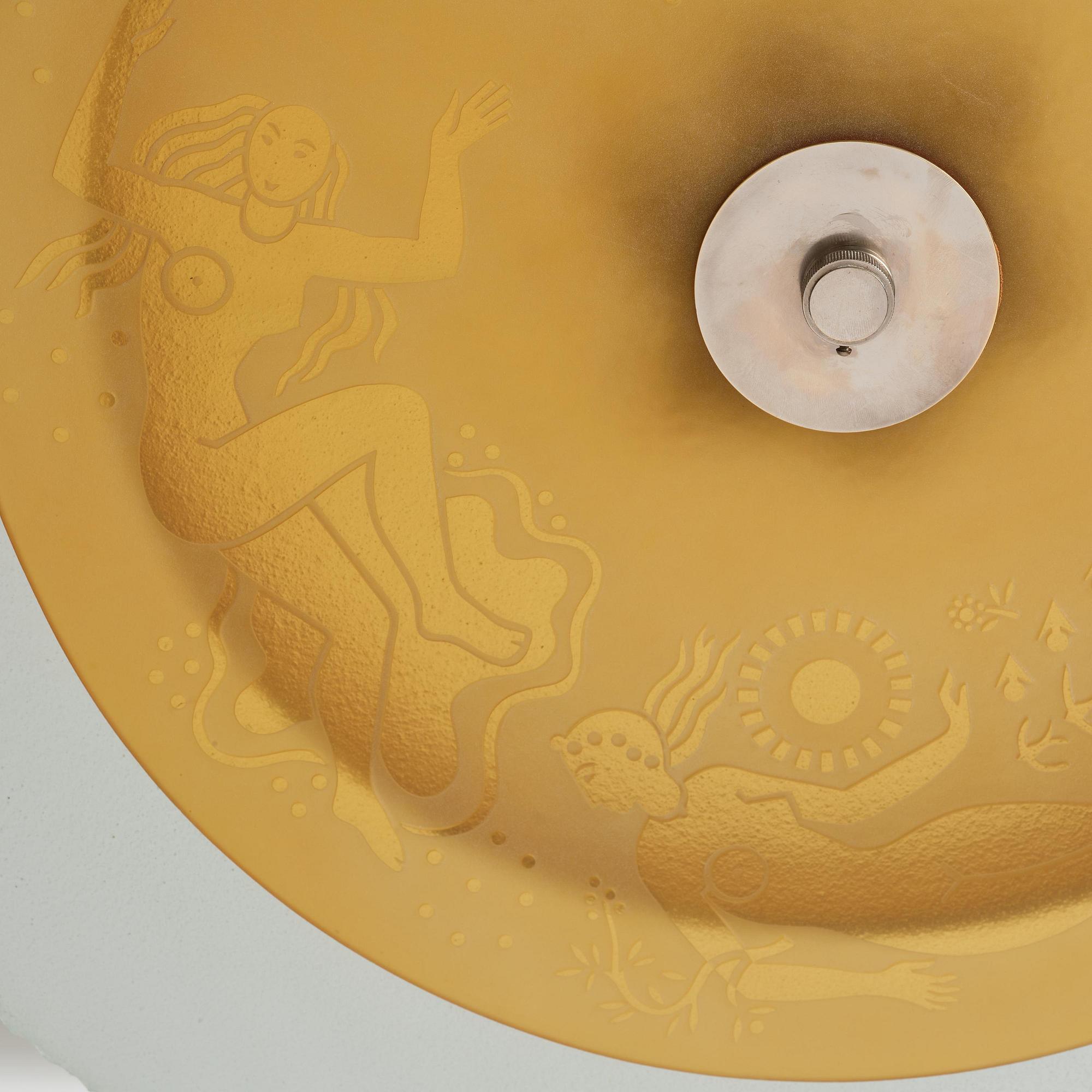 Edward Hald, & Erik Tidstrand, a rare "The 4 Winds" ceiling lamp model "HD 656"/"29679", Orrefors & Nordiska Kompaniet, 1930s.