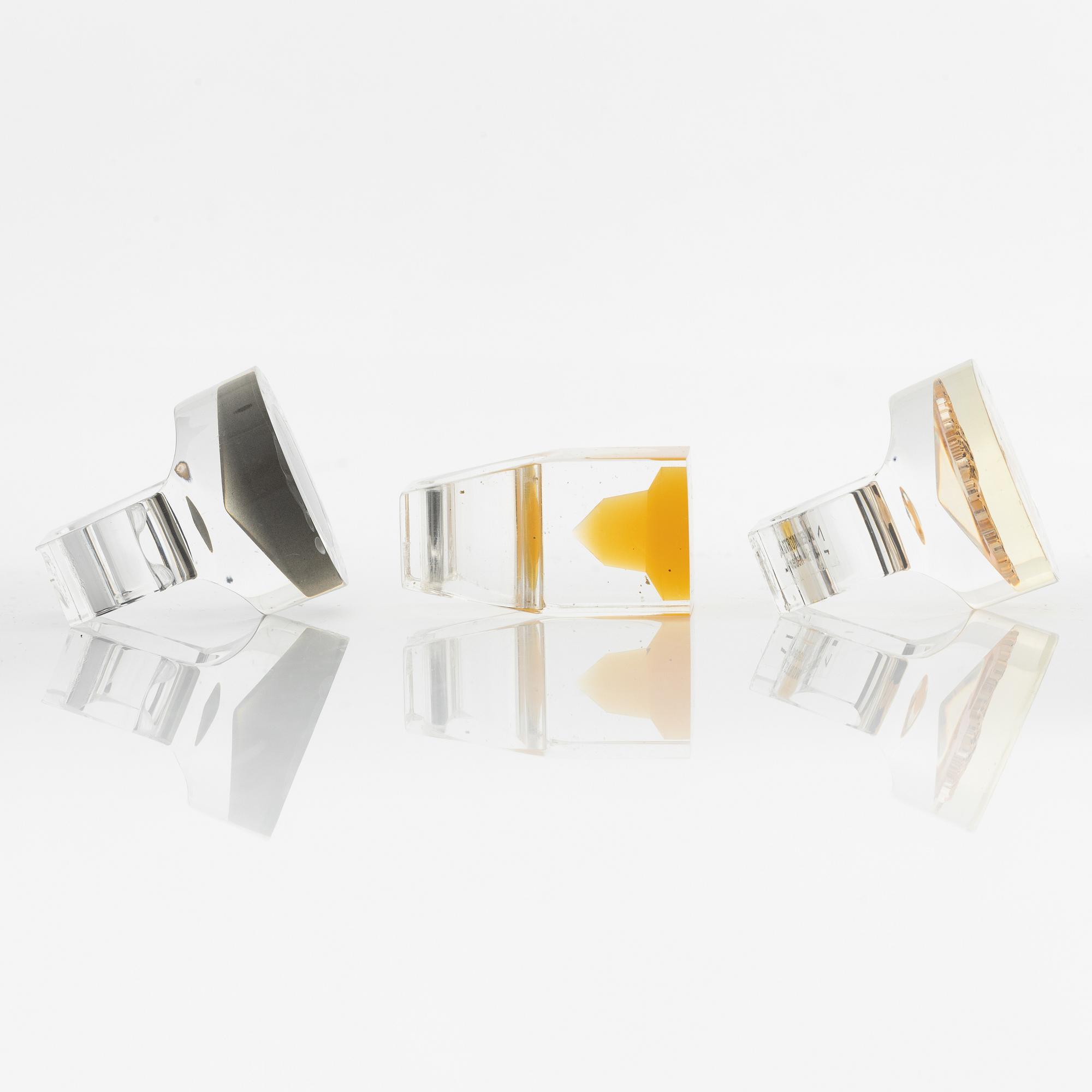 Siv Lagerström, three rings acrylic plastic, 1970s.