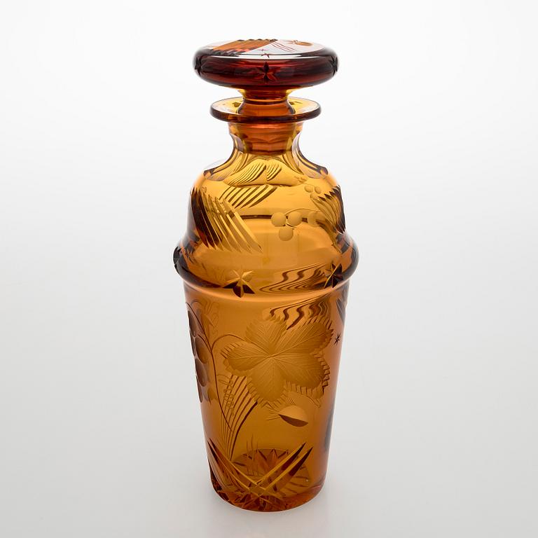Cocktail-setti, 8 osaa, Karhulan Lasitehdas 1930-luku.