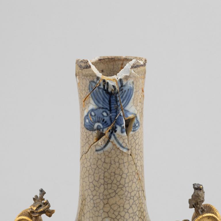 A porcelain and bronze vase, Japan and France late 19th Century.