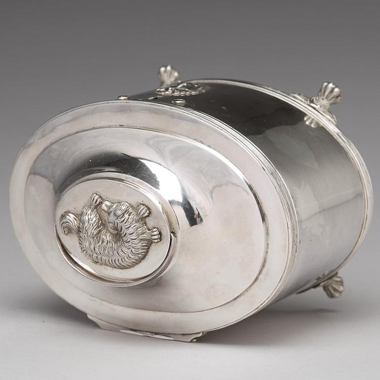 A Swedish 19th century silver sugar-casket, mark of Johan Fredrik Masman, Stockholm 1814.