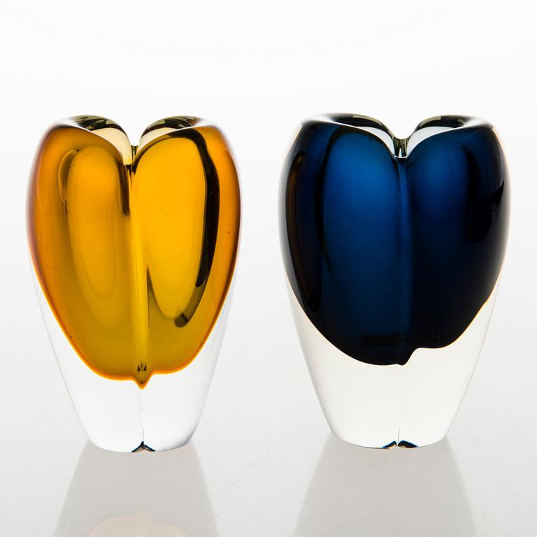 KAJ FRANCK, five 'Usva' glass vases, signed K. Franck, Nuutajärvi Notsjö 1950-60:s.