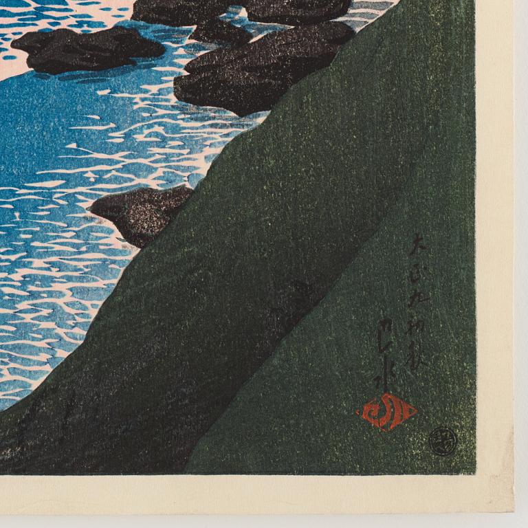 KAWASE HASUI (1883-1957), färgträsnitt. Japan, "Souvenirs of Travel I".