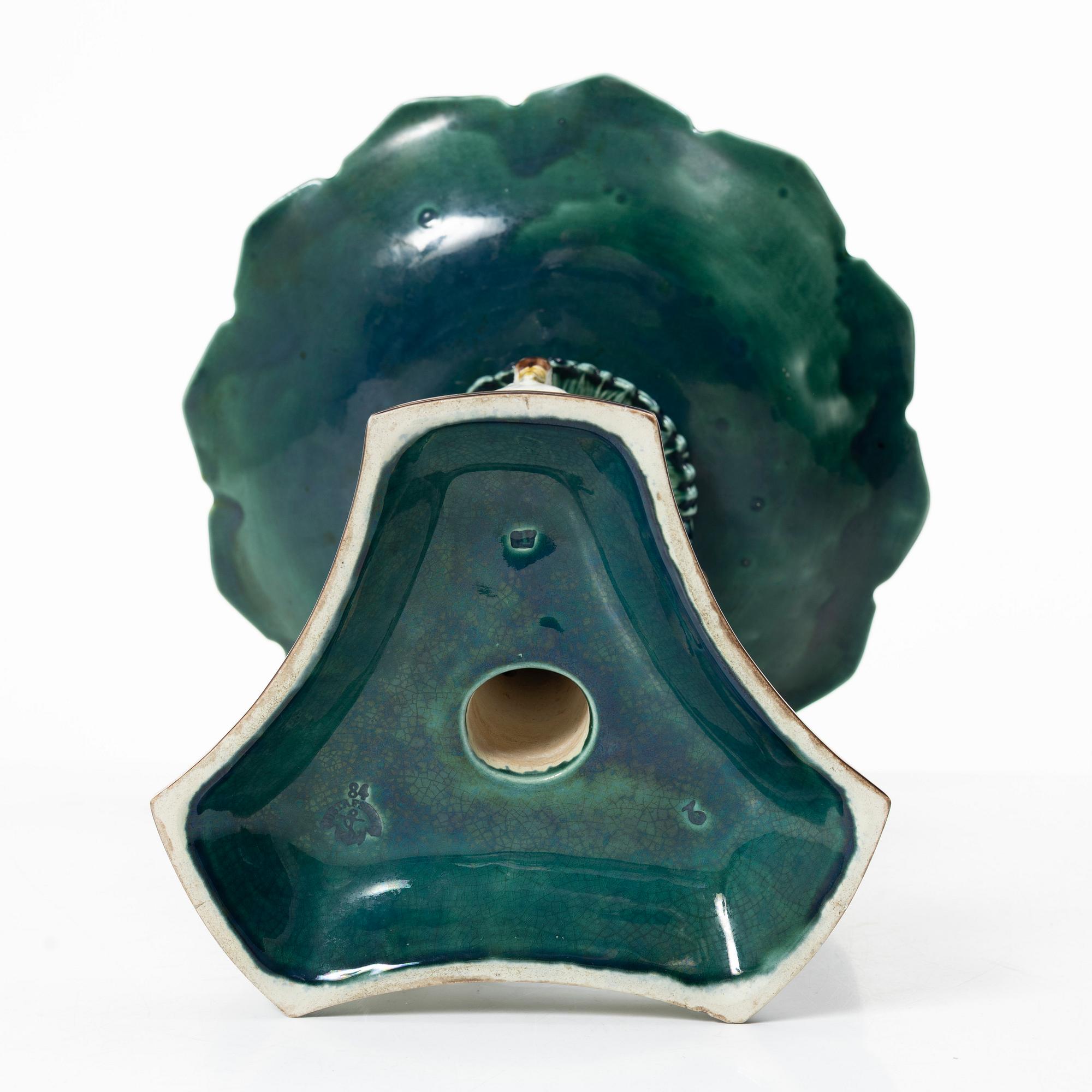A  Swedish cream ware/maijolica center piece, Gustavsberg, 1884.