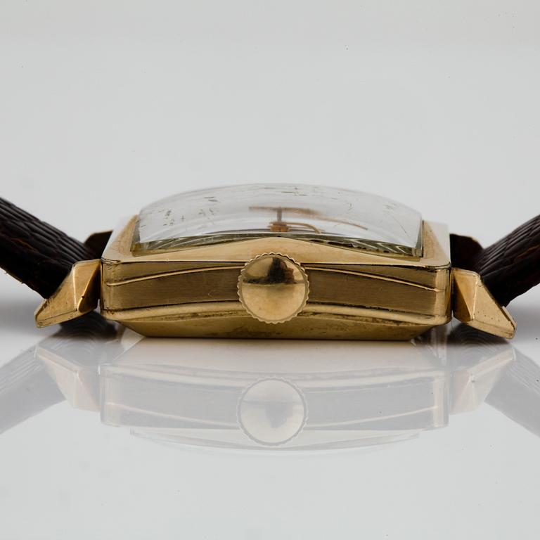 HERRARMBANDSUR, guld på stål, Girard Perregaux, Gyromatic, 1950-tal.