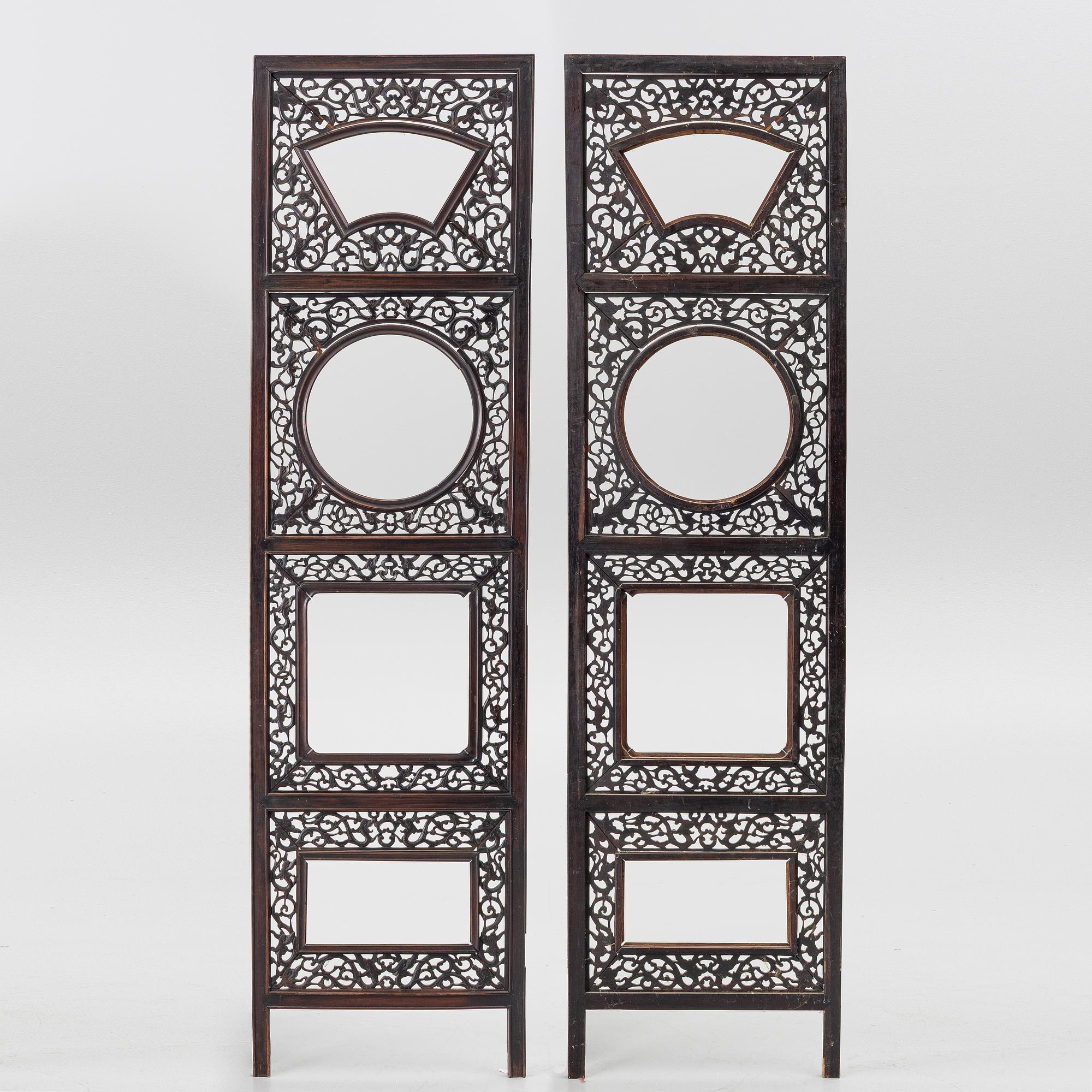 A pair of hardwood panels, China, 20th century.