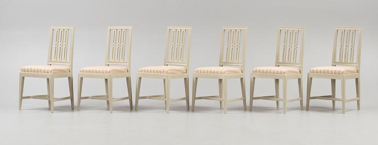 Six Gustavian chairs by A. Hellman, master 1761.