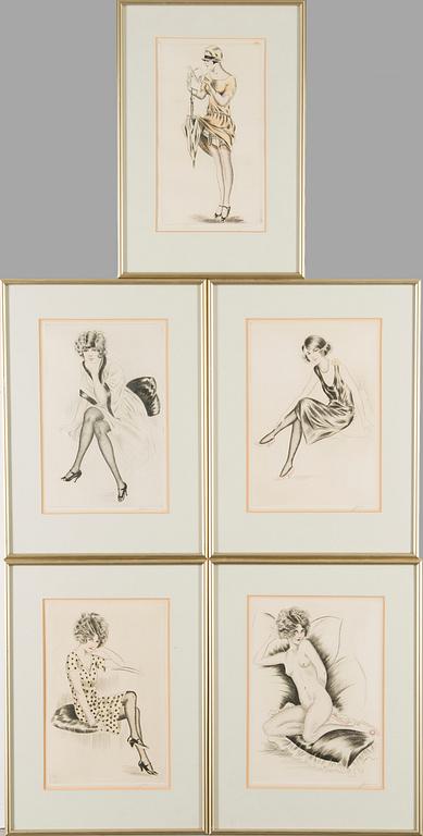 TUNNISTAMATON TAITEILIJA, etsauksia, 5 kpl, 1920-luku.