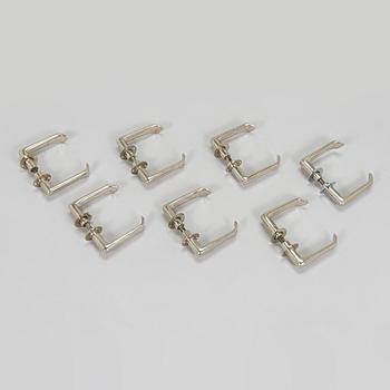 Alvar Aalto, seven paris of mid-20th century doorhandles manufactured by Kellokosken Tehdas, Finland.