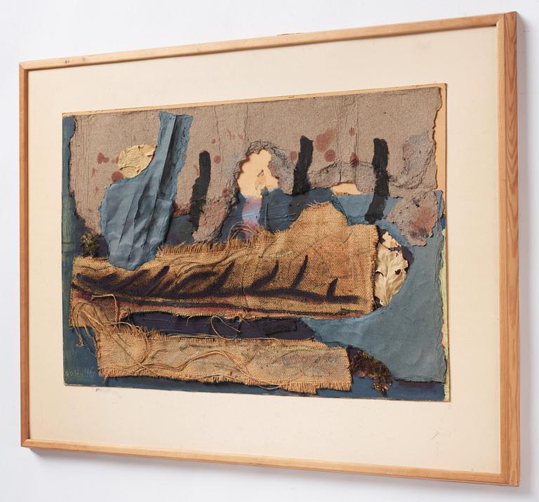 CO Hultén, mixed media and collage on paper panel, signed and executed 1957.