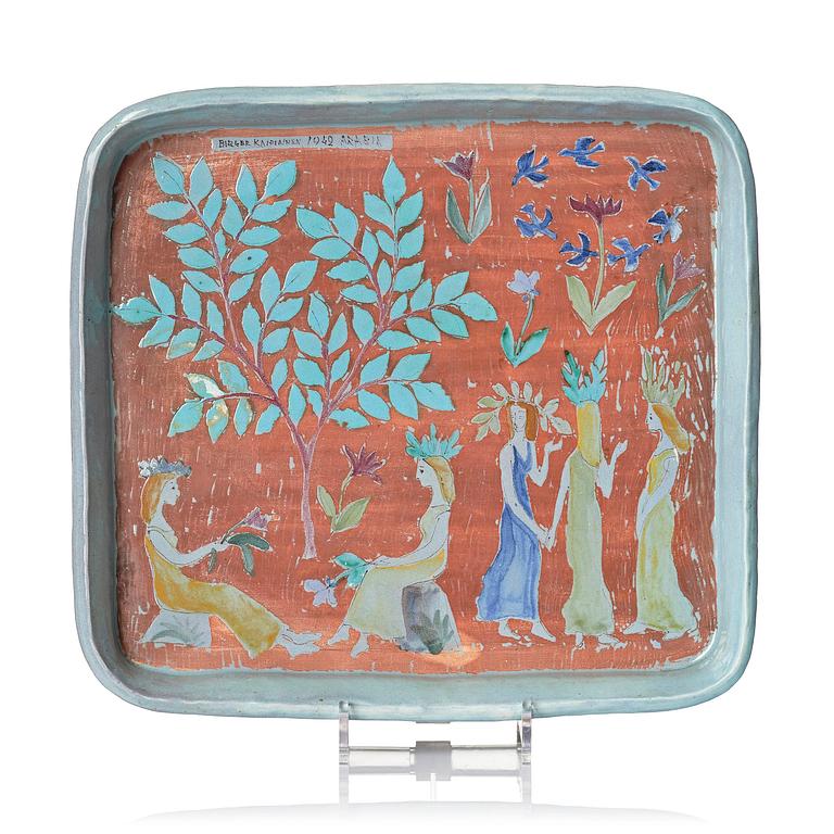 Birger Kaipiainen, a stoneware tray, Arabia, Finland, 1942.