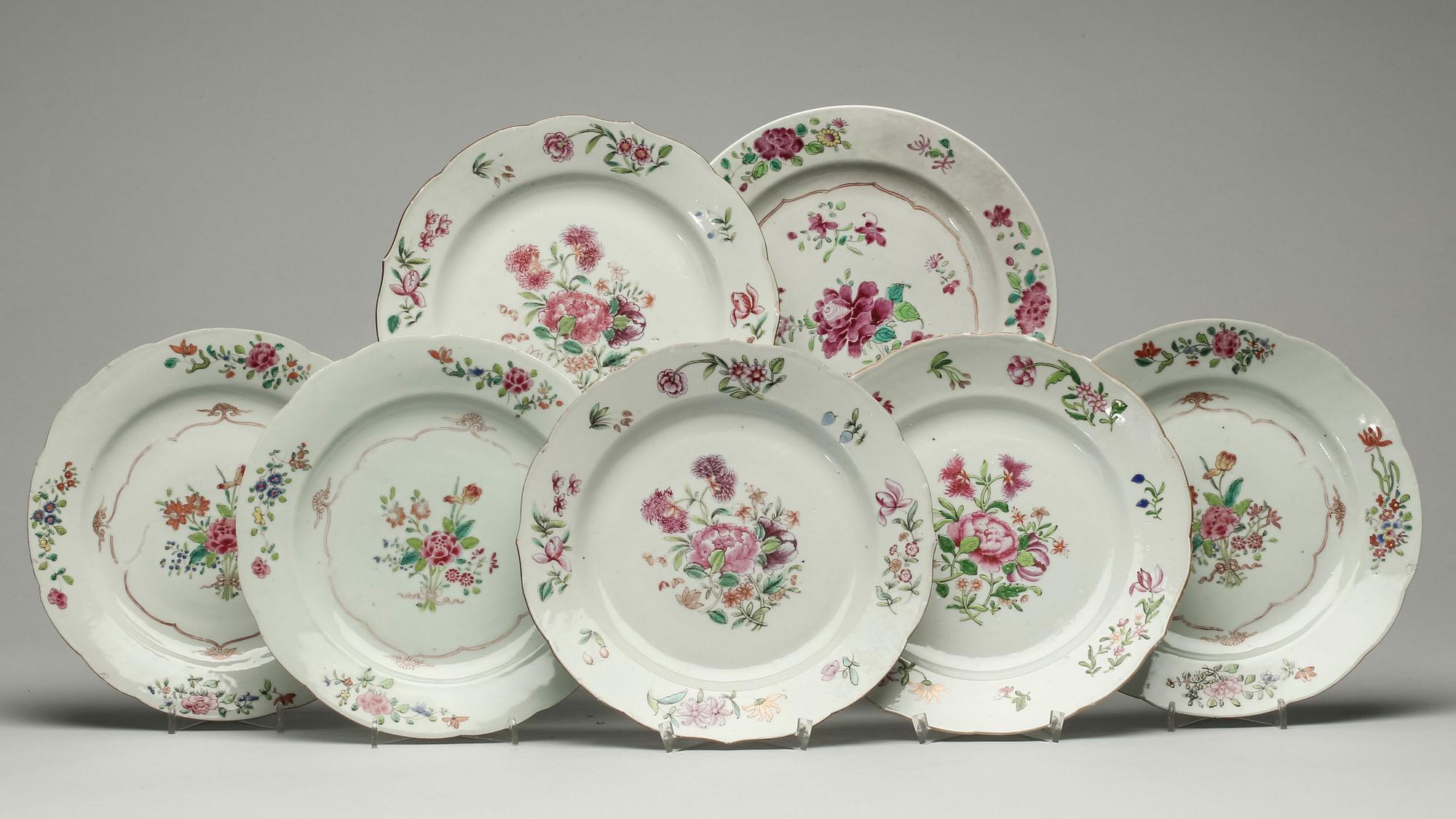 TALLRIKAR, 13 stycken, Kina Qianlong (1736-1795).