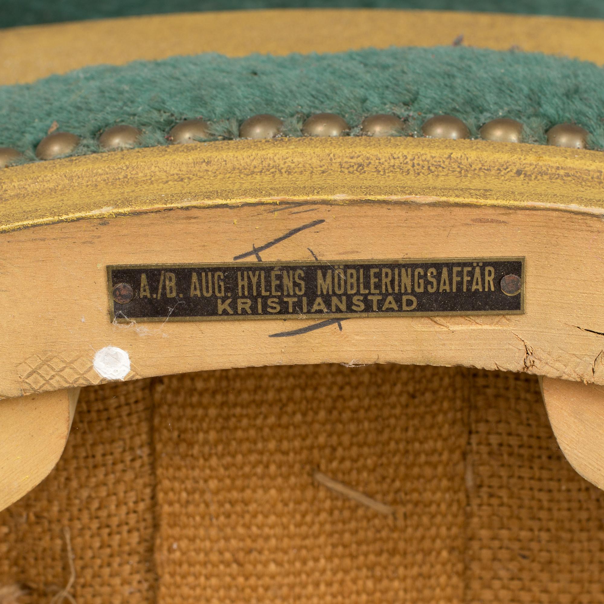 STOLAR, 8 st, AB Aug. Hyléns Möbleringsaffär, Kristianstad, 1900-talets mitt.