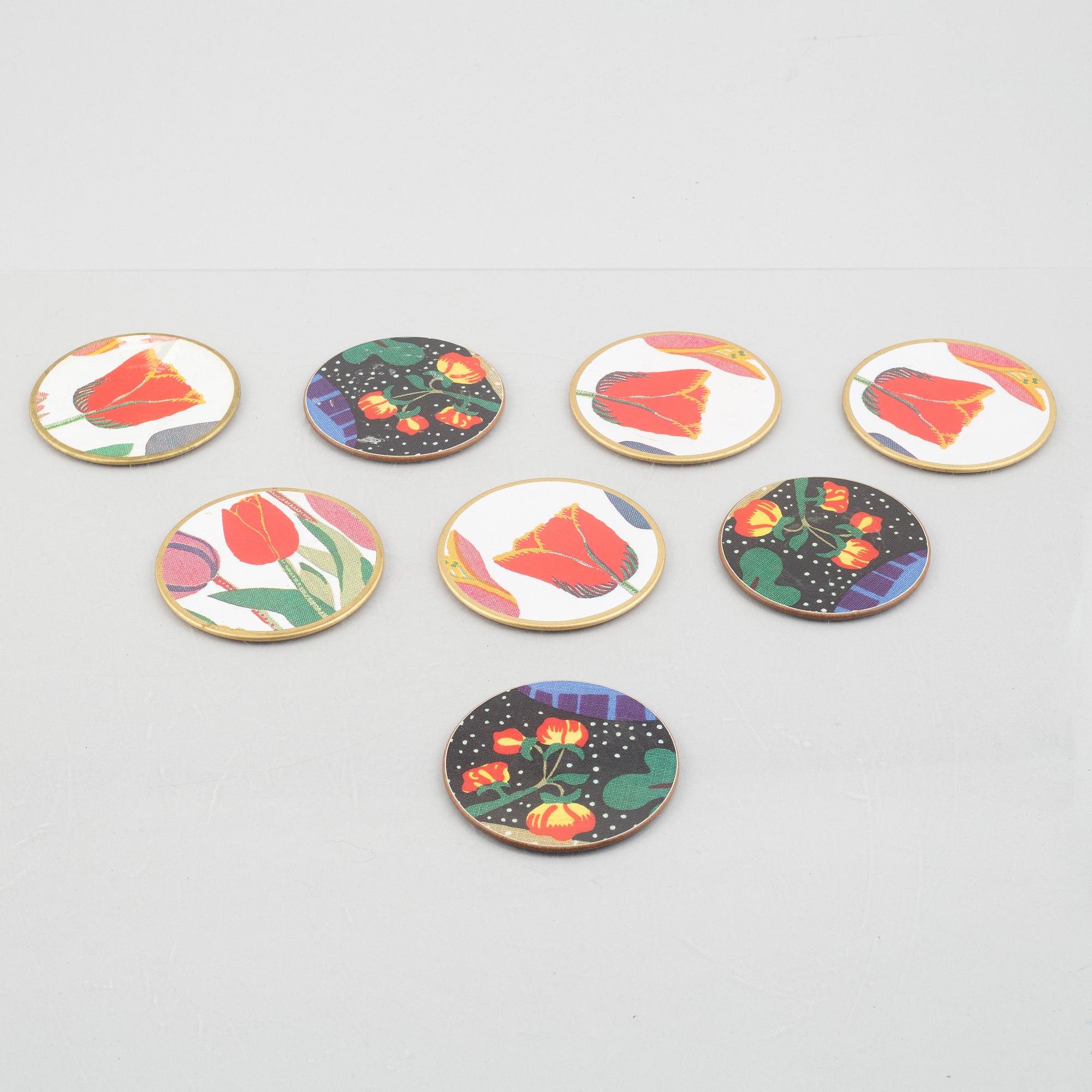Josef Frank, brickor 2 st, coasters 5 + 3, samt 1 underlägg, Firma Svenskt Tenn.