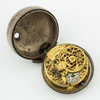 A silver double-case pocket watch by Thomas Wilson (watchmaker in London 1659-94).