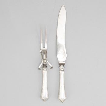 A set of Swedish Art Nouveau carving cutlery, mark of  B Erlandson, Kristianstad 1912.