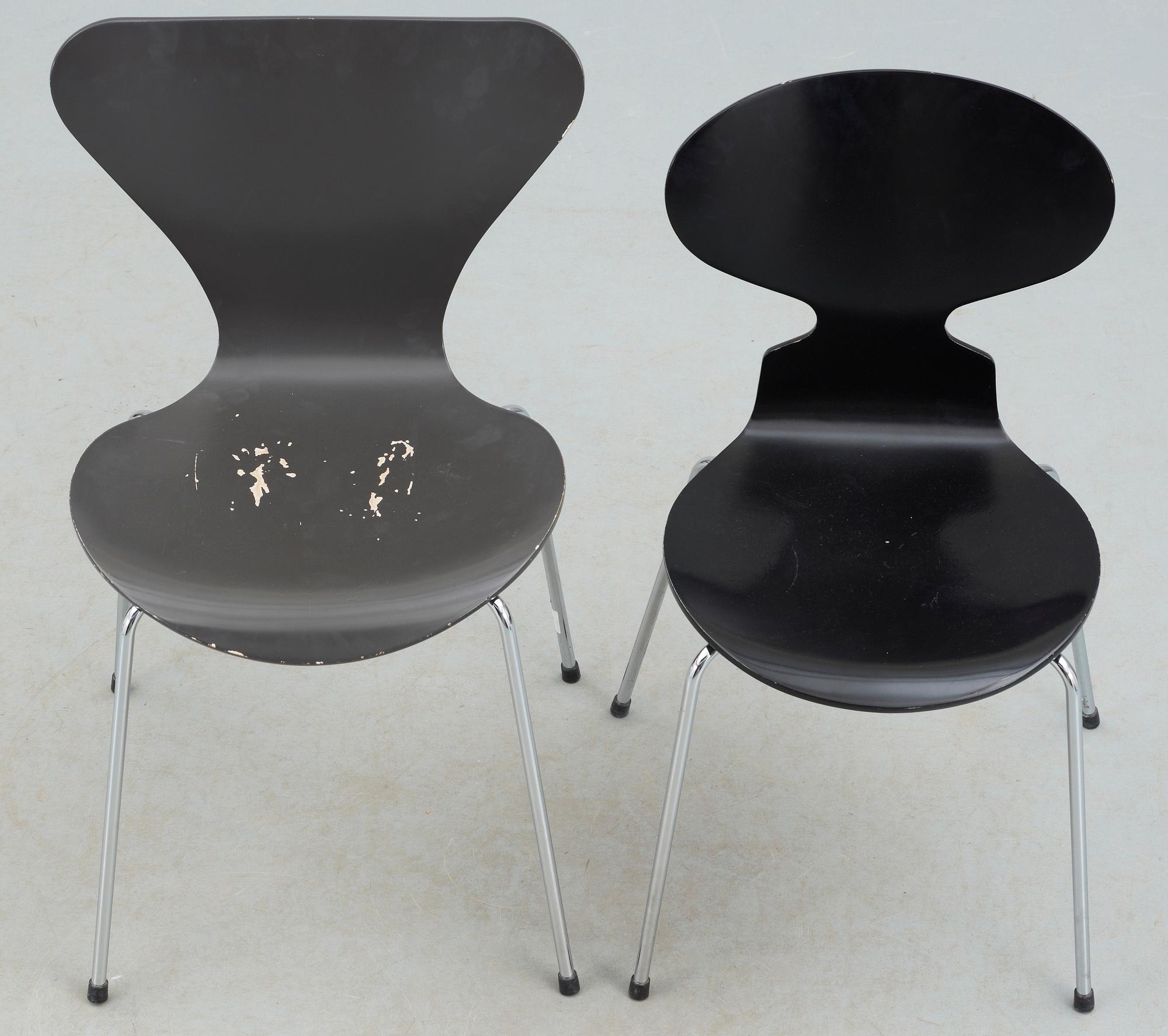 STOLAR, 2 st, "Myran" resp "Sjuan", Arne Jacobsen, Fritz Hansen.