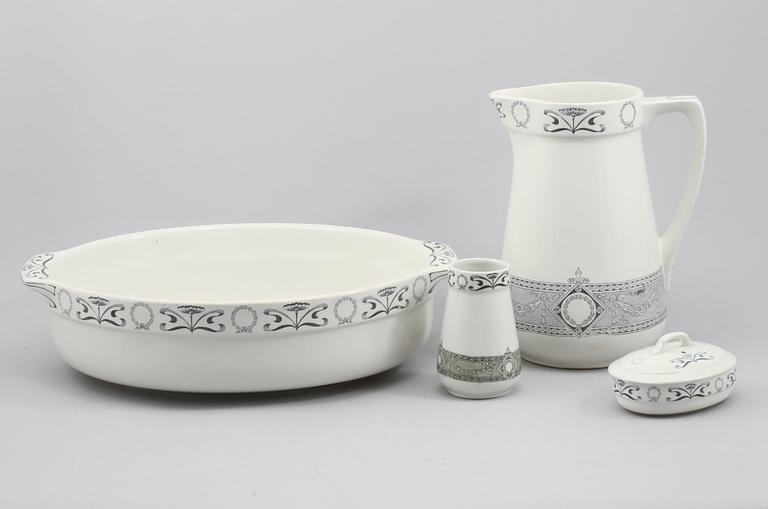 TVÄTTSERVIS, 4 delar, flintgods, "Napoleon", Gustafsberg, 1900-talets början.