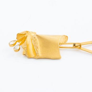 Björn Weckström, a necklace "Inari", 18K gold with faceted rock crystal, Finland. For Lapponia.