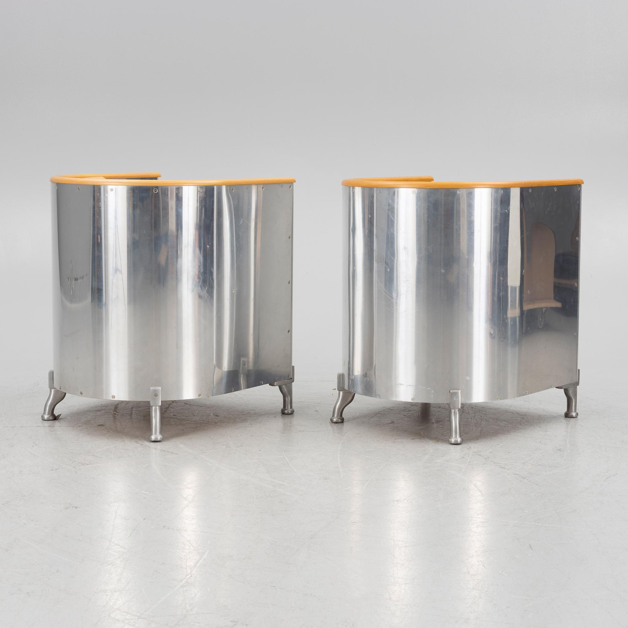 Mats Theselius, fåtöljer, ett par, "Aluminiumfåtölj", Källemo, Värnamo, efter 1990.