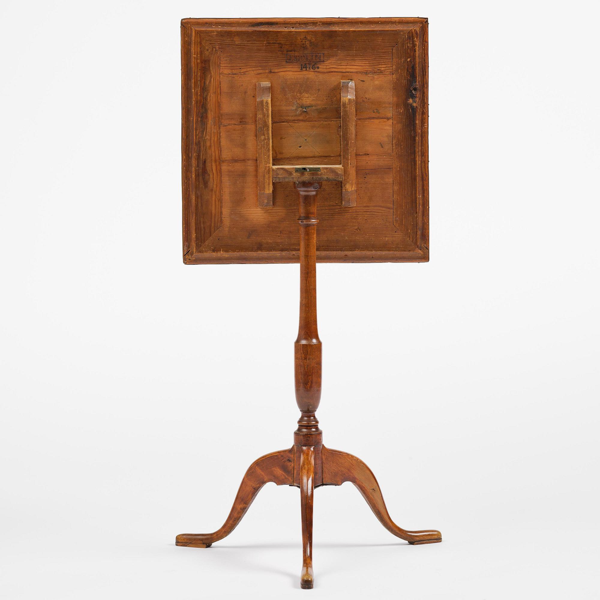 A burr-alder tilt-top table by J. Sjölin (master 1767-85).
