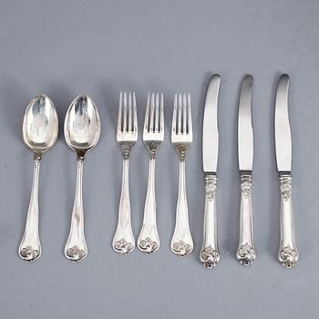 BESTICKSDELAR, 8 st, silver, "Sachsisk", Cohr, Danmark, total vikt exkl knivar med stålblad ca 201 gram.