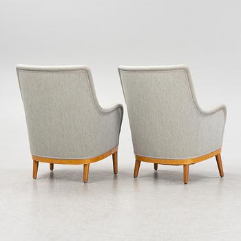 Carl Malmsten, attributed to. A pair of inlay easy chairs, mid 20th Century.