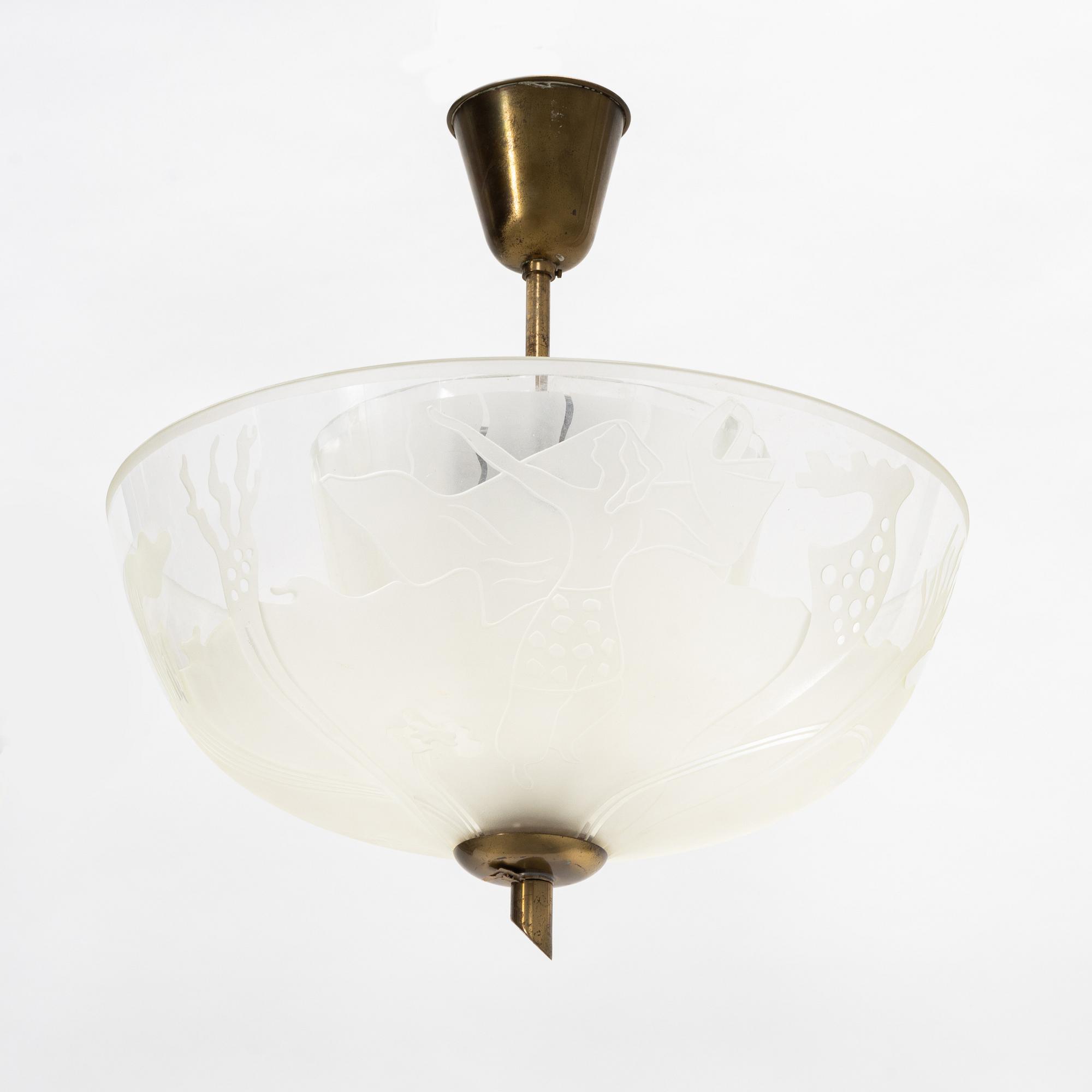 Carl Erik Bodén, taklampa, Swedish Modern, Glössner, 1947.