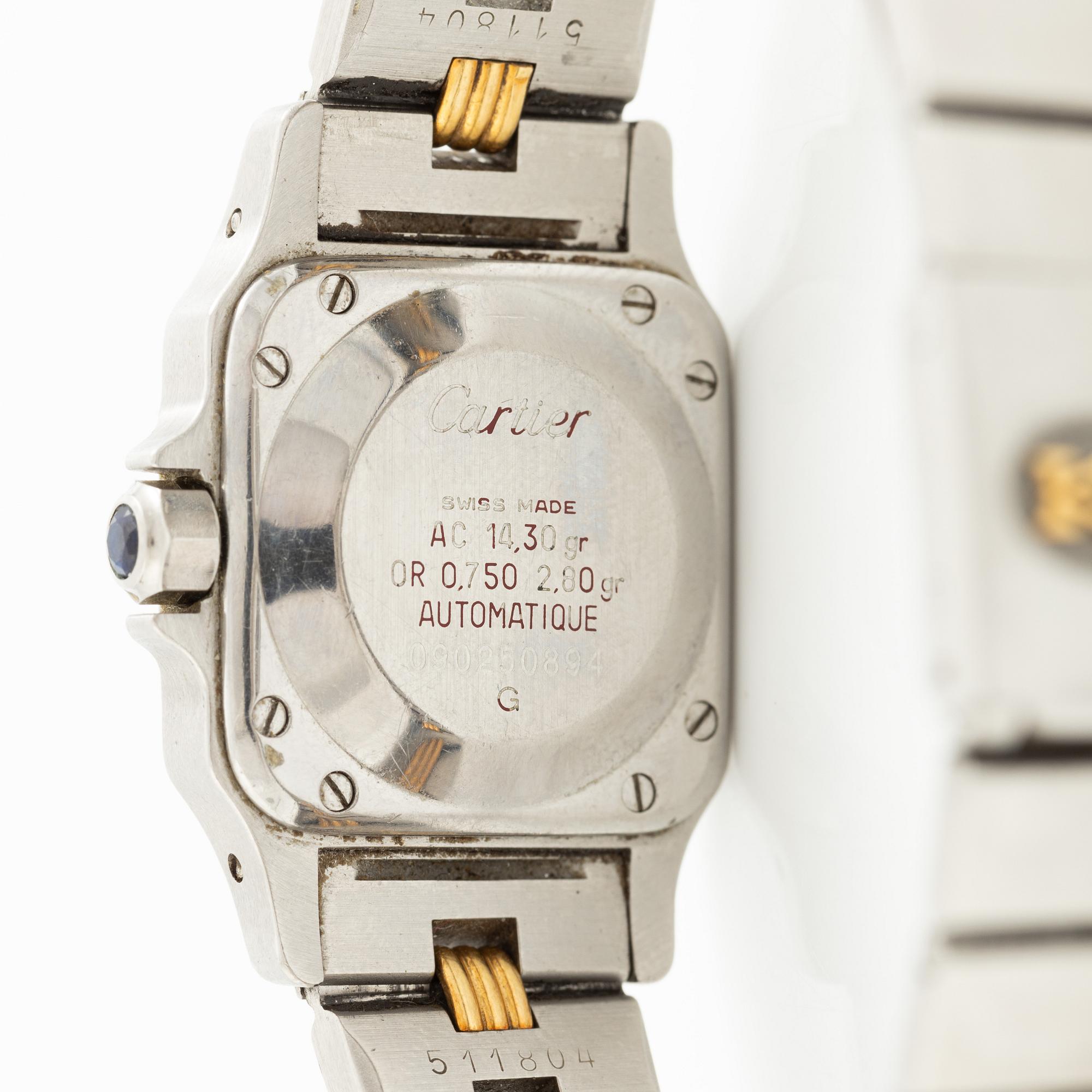 Cartier, Santos, "Godron Bracelet", wristwatch, 23,5 x 23,5 (34,5) mm.