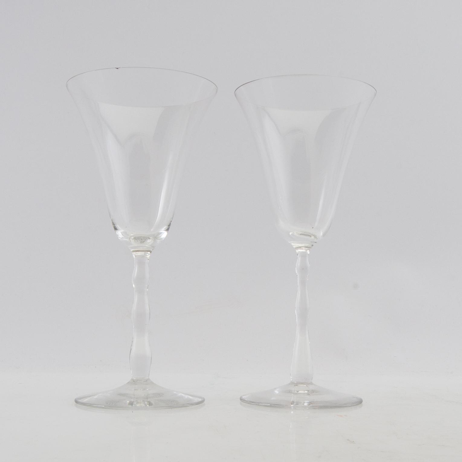 Simon Gate, wine glasses 15 pcs and decanters 2 pcs first half of the 20th century.